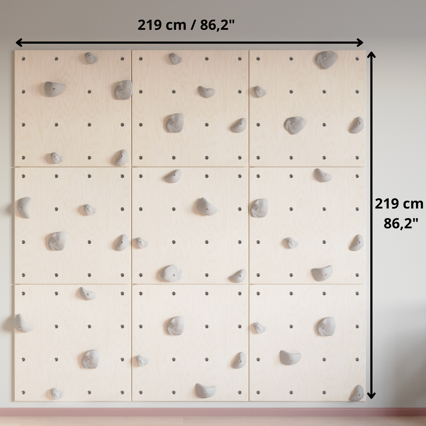 Montessori Climbing Wall for Kids with Holds – Wooden Climbing Wall from Birch Plywood, Finished with Linseed Oil & Beeswax