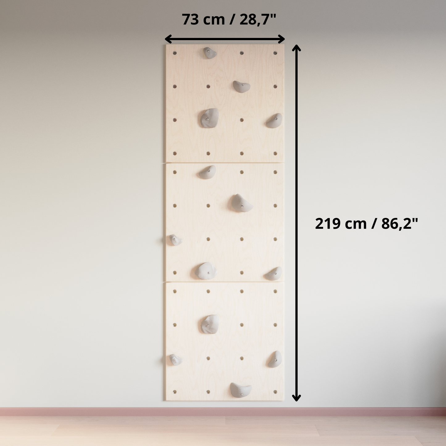 Montessori Climbing Wall for Kids with Holds – Wooden Climbing Wall from Birch Plywood, Finished with Linseed Oil & Beeswax