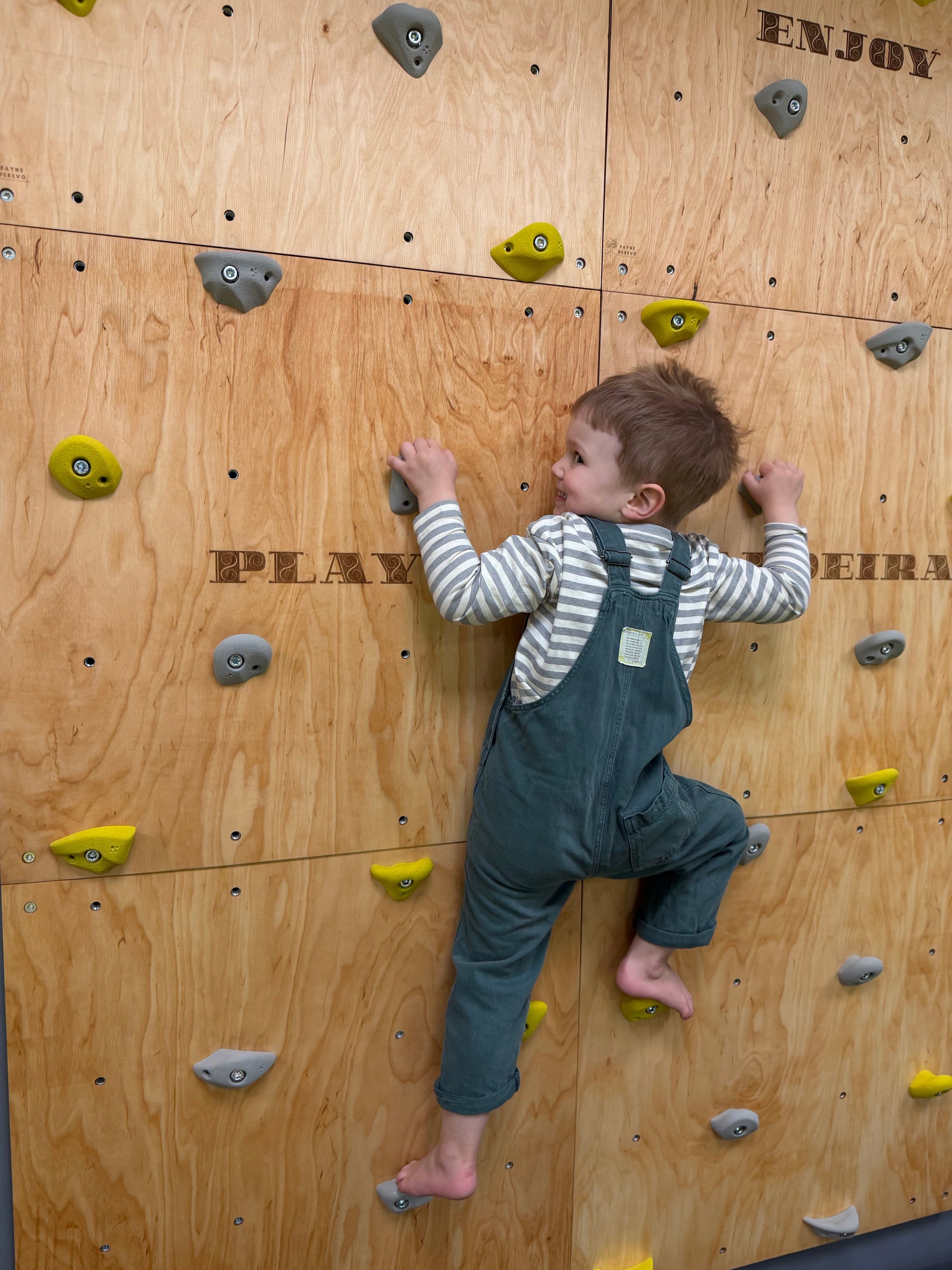 Montessori Climbing Wall for Kids with Holds – Wooden Climbing Wall from Birch Plywood, Finished with Linseed Oil & Beeswax